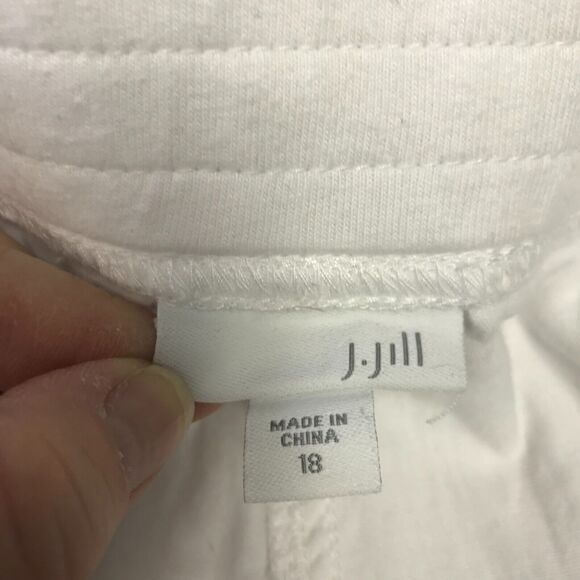 J. Jill Crop Pant Womens 18 Plus White Roll Tab Cuff Pull On Elastic Waist AS IS - Picture 4 of 11